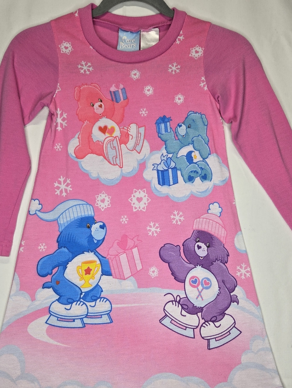 Vintage 2004 Little Girls Carebear Nightgown Pajamas Pink Long Sleeve Sz. Sm 4/5